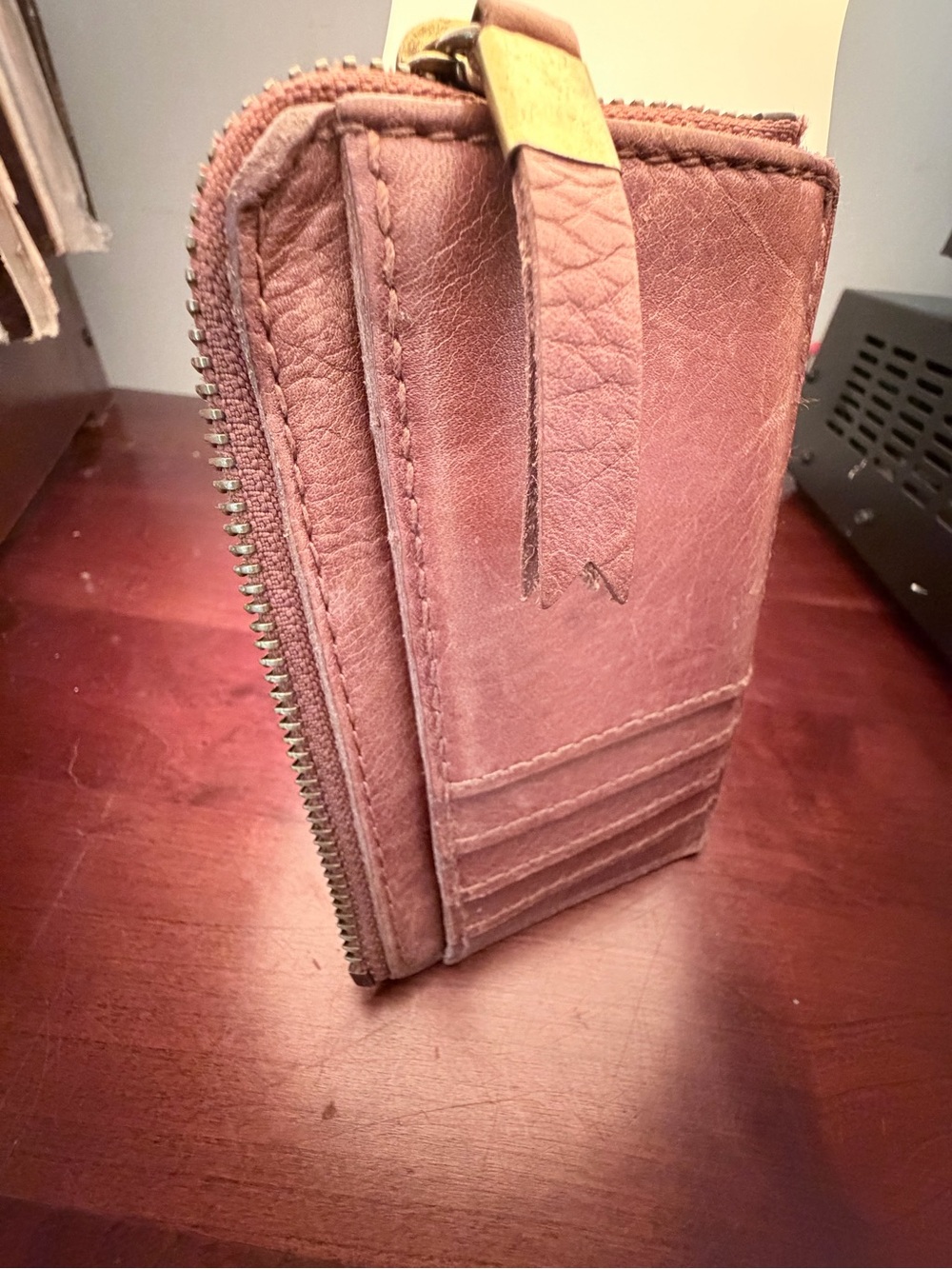 Madewell Leather Zip Card Wallet in Carmel